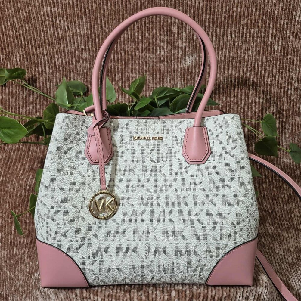 Michael Kors logo print bag with dusty rose trim new w/o tags